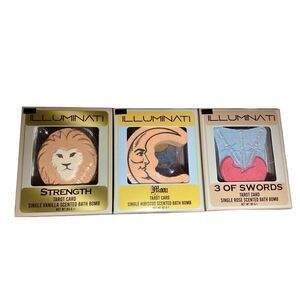 Bundle Of 3 Nwt Tarot Card Bath Bombs Lion Moon Witch Spiritual